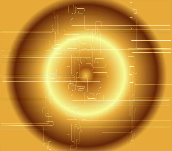 Astratto scuro dorato cerchio tecnico sfondo — Vettoriale Stock