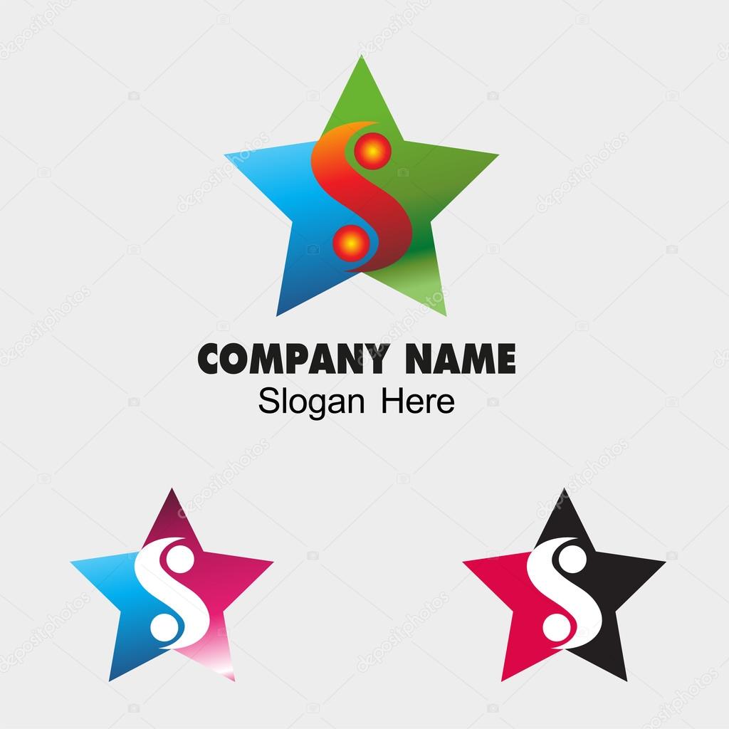 Ying yang icon with star symbol balance icon S letter sign