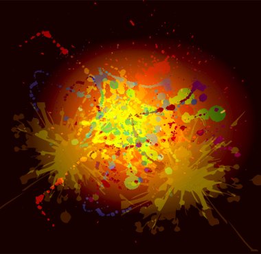renkli boya su sıçramalarına üzerinde izole koyu arka plan