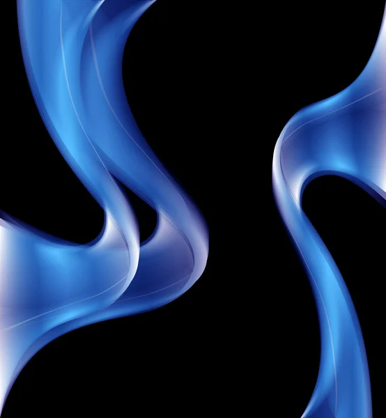 Curva azul formas abstratas no fundo preto — Fotografia de Stock