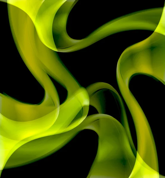 Groene kromme abstracte vormen op een zwarte achtergrond — Zdjęcie stockowe