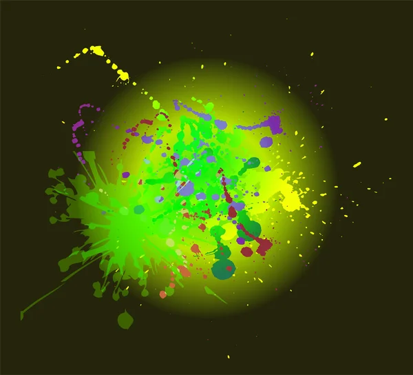 Tinta multicolorida manchada aleatoriamente em um fundo preto — Fotografia de Stock