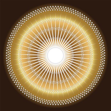 Soyut dairesel koyu sarı, kahverengi arka plan ışınları