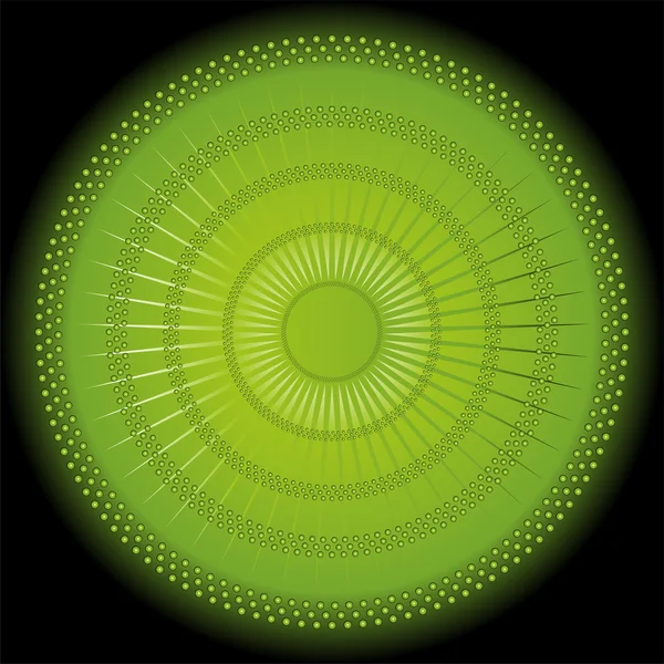 Kruhové temně zeleném pozadí abstraktní paprsky — Stockový vektor