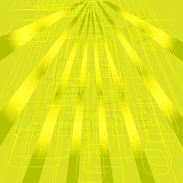 Technické žluté pozadí abstraktní s paprsky vektor — Stockový vektor