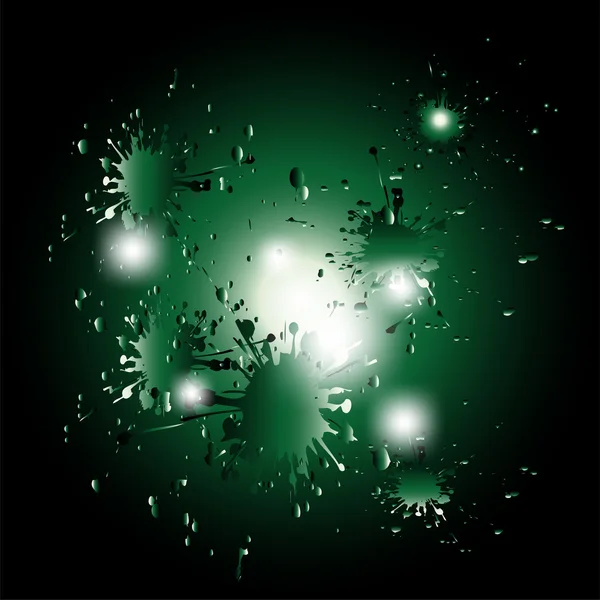 Coloré éclaboussures de couleur dans une forme abstraite, isolé sur fond vert foncé — Image vectorielle