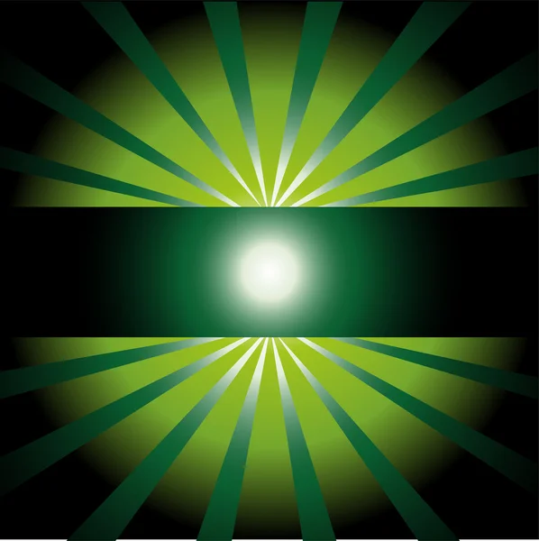 Donkere groene zonnige ray achtergrond met plaats voor tekst — Stockvector