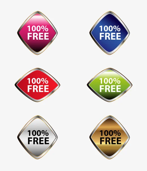 Набор кнопок 100 бесплатных знаков — стоковый вектор