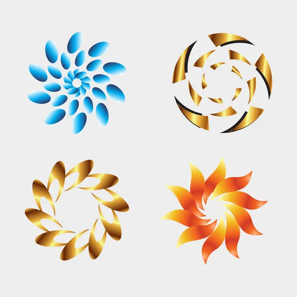 Elementy graficzne logo design z rundy i wirować ikona — Wektor stockowy