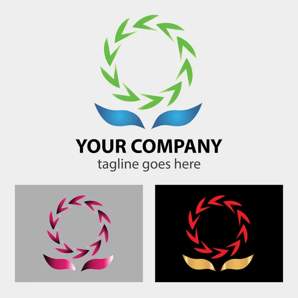 Logo du symbole de recyclage entre deux mains — Image vectorielle