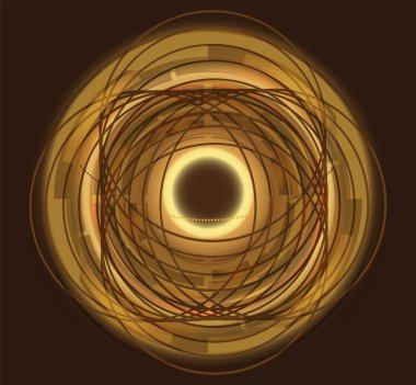 Altın arka plan şeklinde yüksek teknoloji girdap soyut girdap