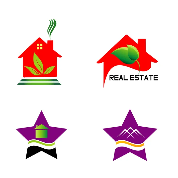 Установить обособленный дом логотип недвижимости знак — стоковый вектор