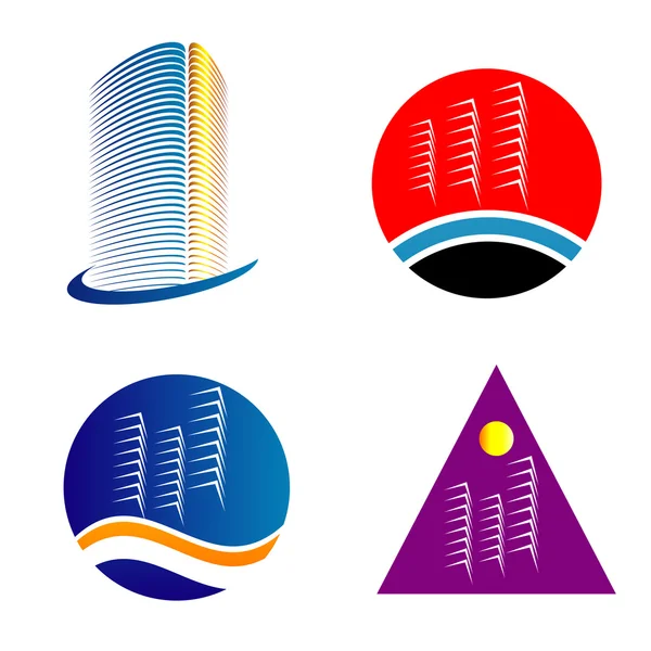Rascacielos logo plantilla conjunto — Vector de stock