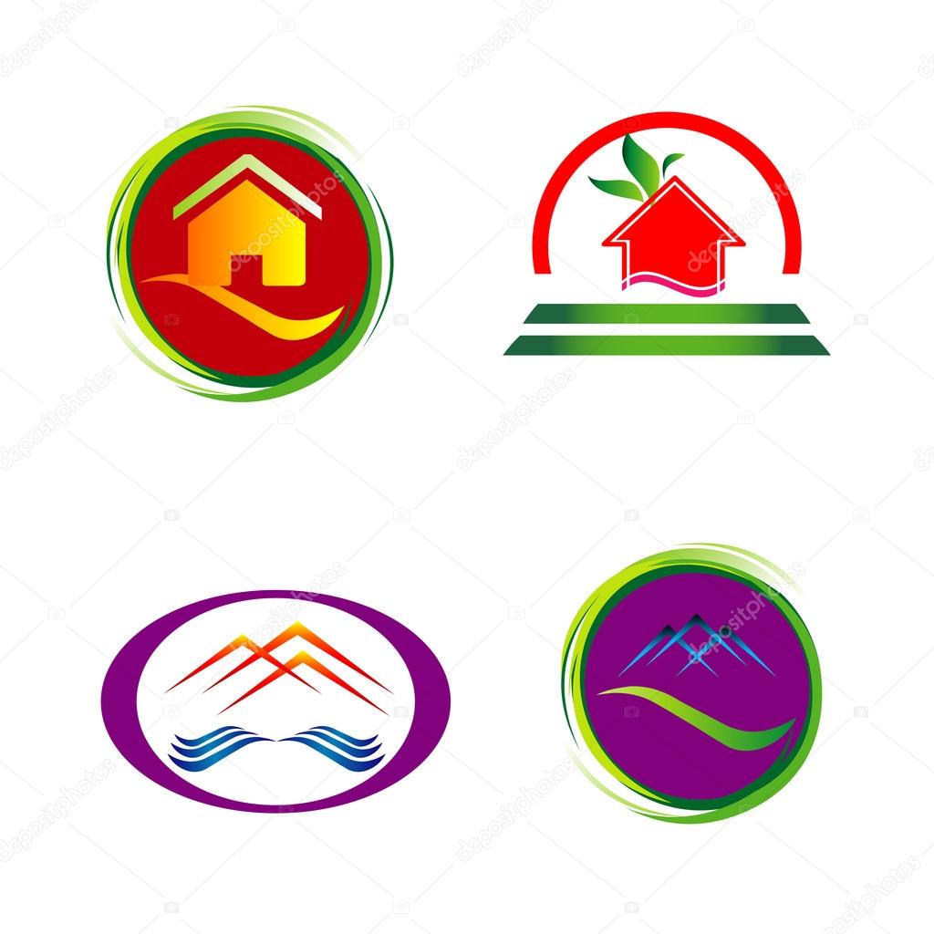 Set of house icons, symbols and logos