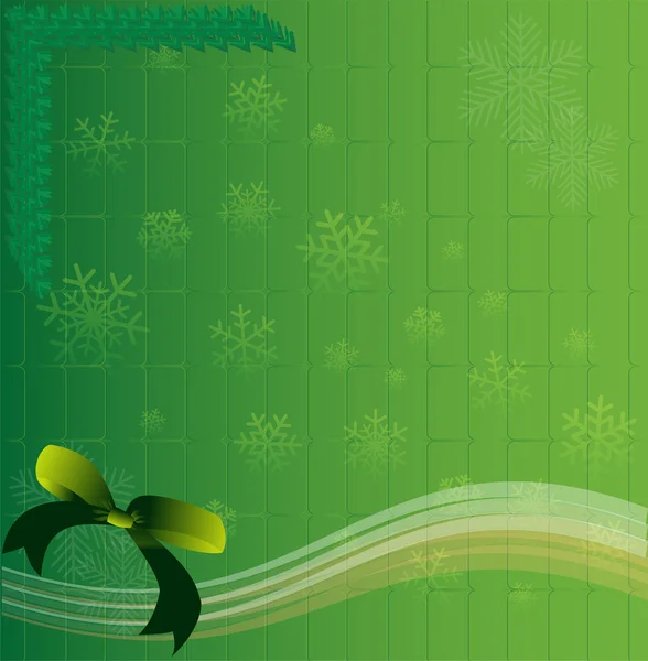 Weihnachten grün Hintergrund Licht und Schneeflocken Vektor Hintergrund — Stockvektor
