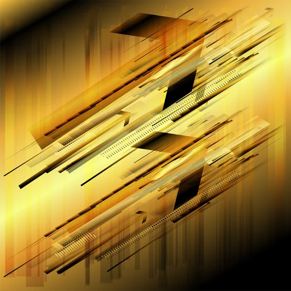 Flechas abstractas vuelan fondo dorado — Vector de stock