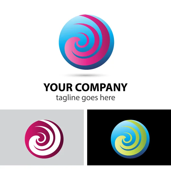 Spiral sphere abstract logo template — Stock Vector