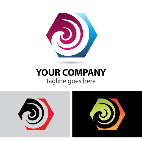 Swirl icon hexagon logo — Stock Vector