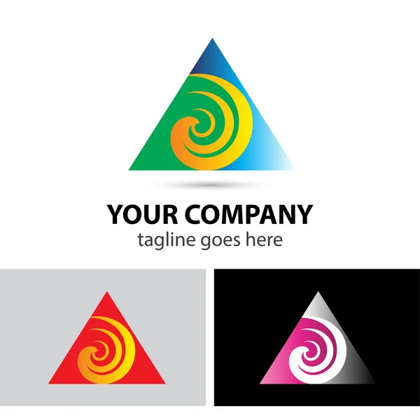 Swirl logo met driehoek logo — Stockvector