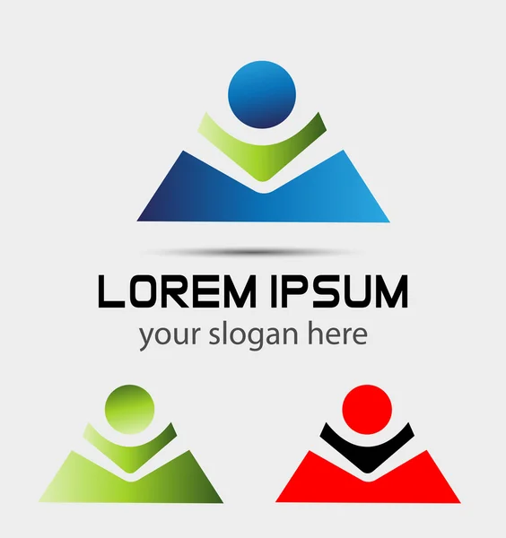İnsanlar sembolü üçgen logo tasarım şablonu