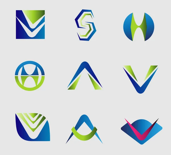 Set di alfabeto lettera logo elemento simbolo V, A, S, H icona — Vettoriale Stock