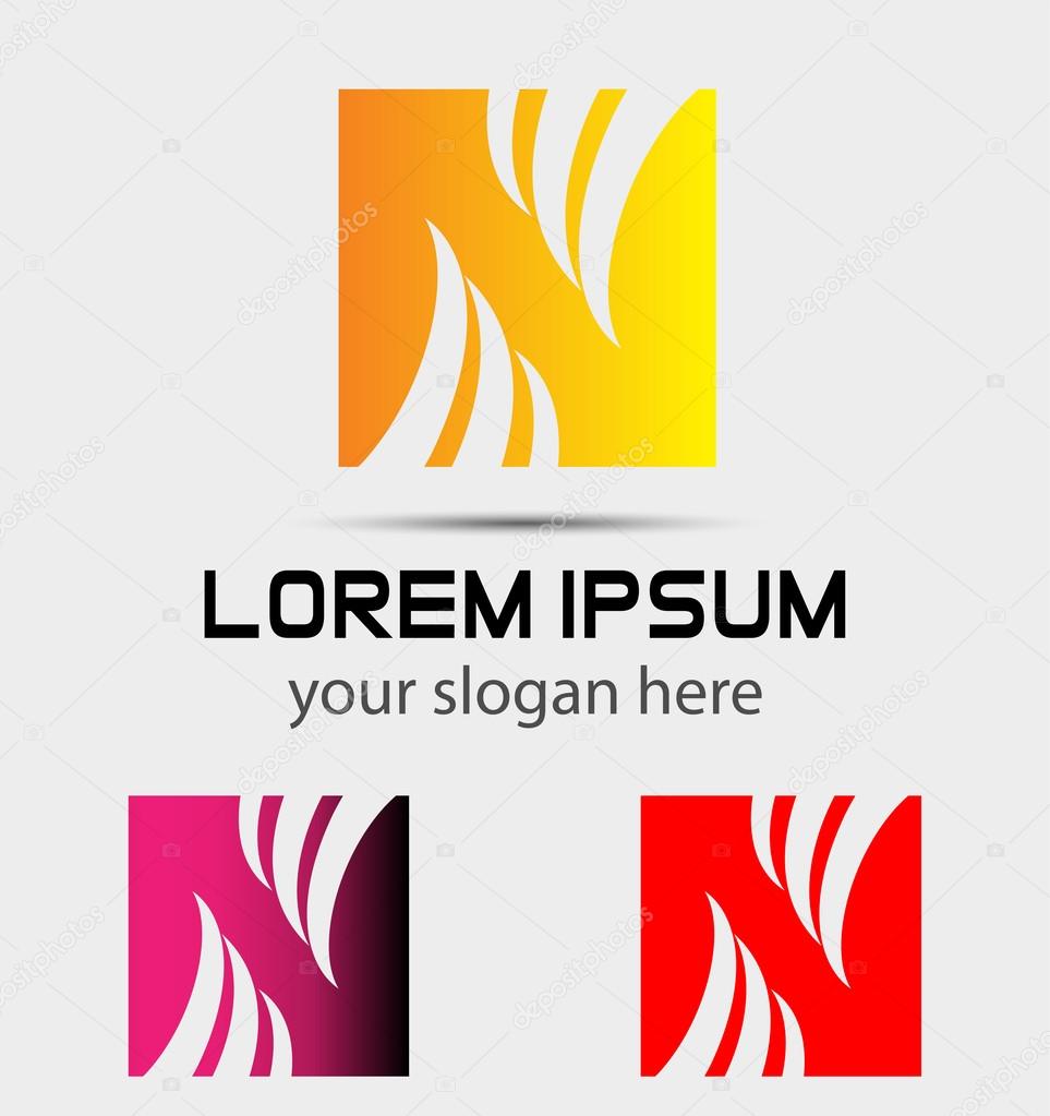N letter logo square icon
