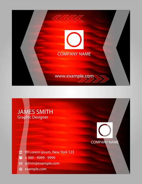 Modern vector business card - red and black colors — Stock Vector