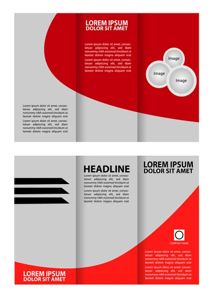 Red tri-fold business brochure template design — Stock Vector