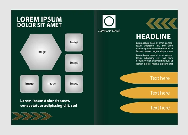 2-fach Broschüren-Template-Design mit grüner Farbe — Stockvektor