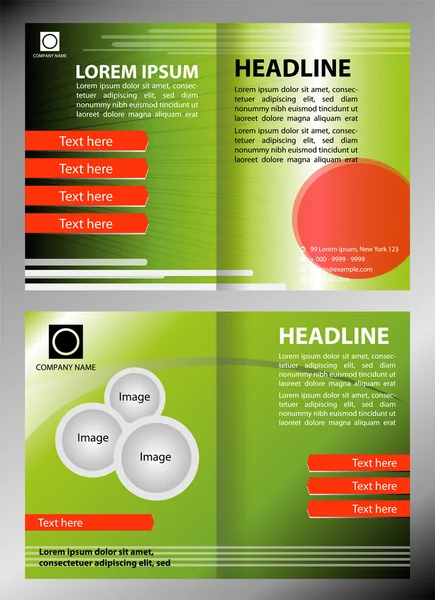 Vektorové zelená brožura šablony design s prvky — Stockový vektor
