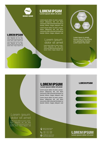 Brochure folder leaflet bio eco green leaf nature abstract element  — 스톡 벡터