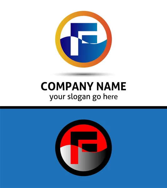 Letter F logo icon design template elements. Vector round sign — Stock Vector