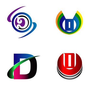 Mektup D logo tasarım örnek Icon set