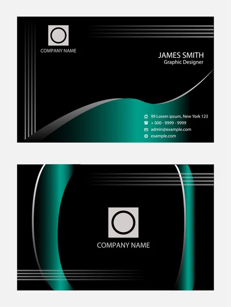 Wave blue black business cards template — Stock Vector