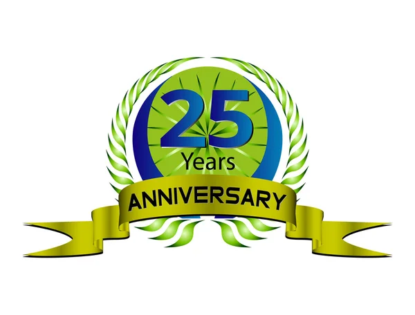 25 yıl yıldönümü - yeşil defne çelengi mühür kurdele ile kutluyor