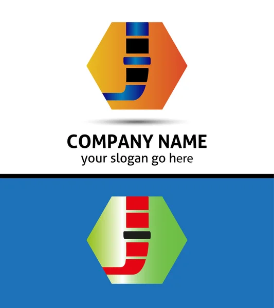 Brief J logo met zeshoek pictogram — Stockvector