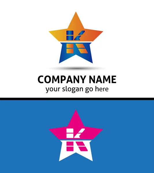 Dopis K logo s ikonu hvězdičky — Stockový vektor