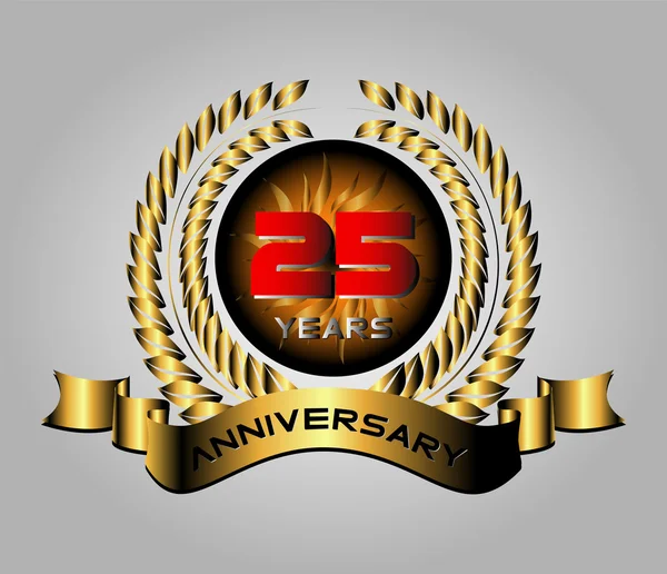 Celebrating 25 Years Anniversary - Golden Laurel Wreath Vector — Stock Vector