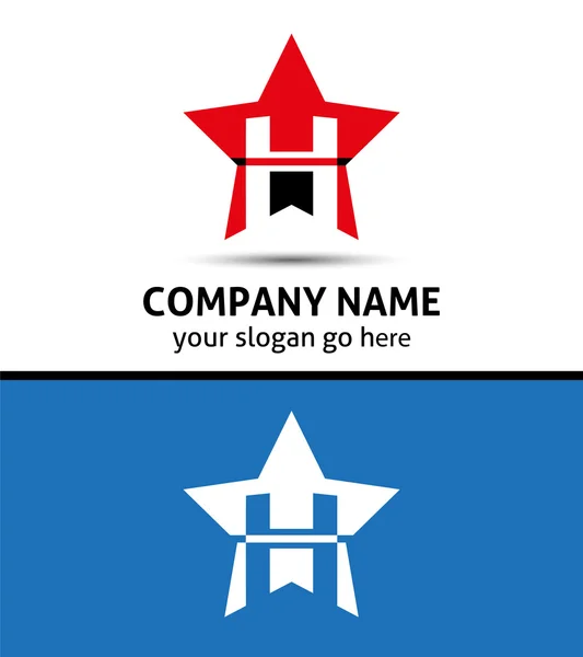 Brief H logo met sterpictogram — Stockvector