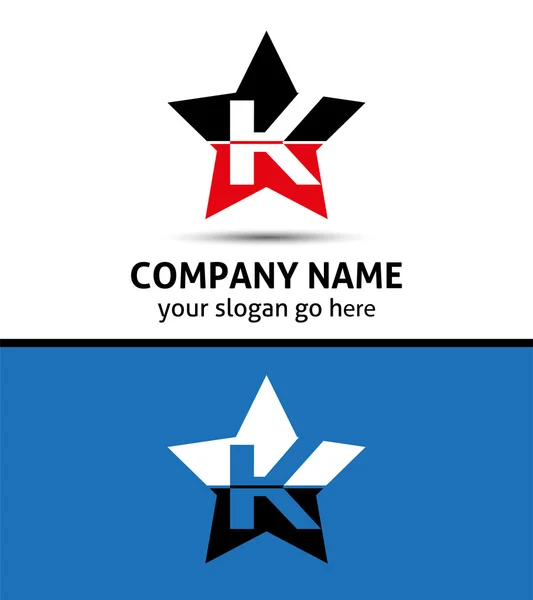 Lettera K logo con icona a stella — Vettoriale Stock