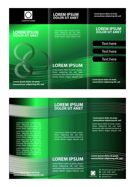 Brochura verde tri fold template —  Vetores de Stock