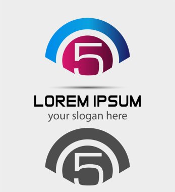 5 numaralı logo simge tasarım şablonu öğeleri