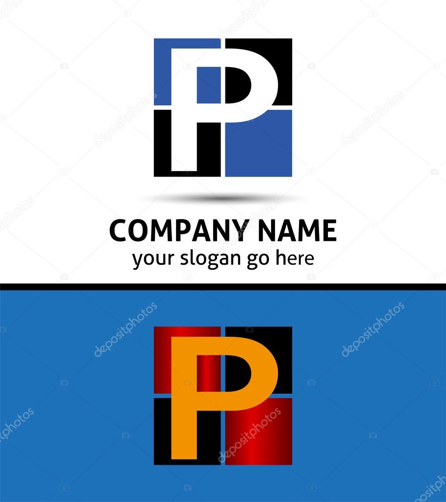 Letter P logo icon template elements