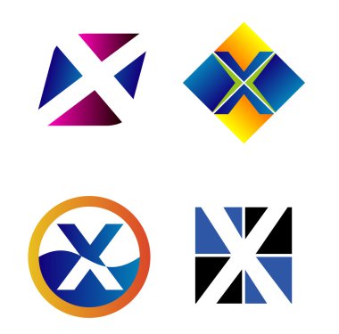 Alfabetik Logo tasarım kavramları. X harfi