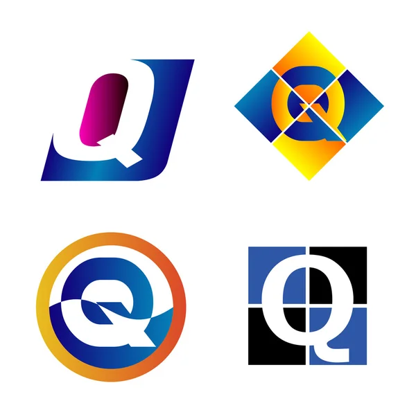 Symboles de l'alphabet et éléments de la lettre Q, un tel logo — Image vectorielle