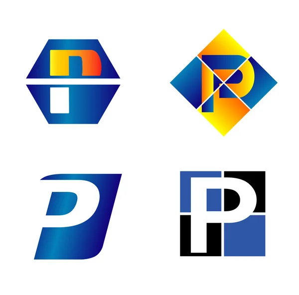 Alfabetik Logo tasarım kavramları. P harfi