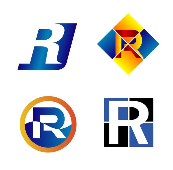 Alfabeto Simboli ed elementi della lettera R, un tale logo — Vettoriale Stock