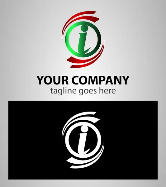 Carta I Empresa logotipo ícone modelo definido — Vetor de Stock