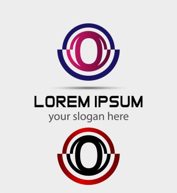 Mektubu o logo simge tasarım şablonu öğeleri. Vektör renk işareti