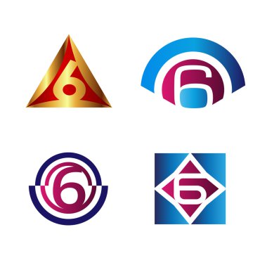 6, numara yedi logo, sembol, kutsal kişilerin resmi, vektör grafik, düz tasarım şablon öğesi